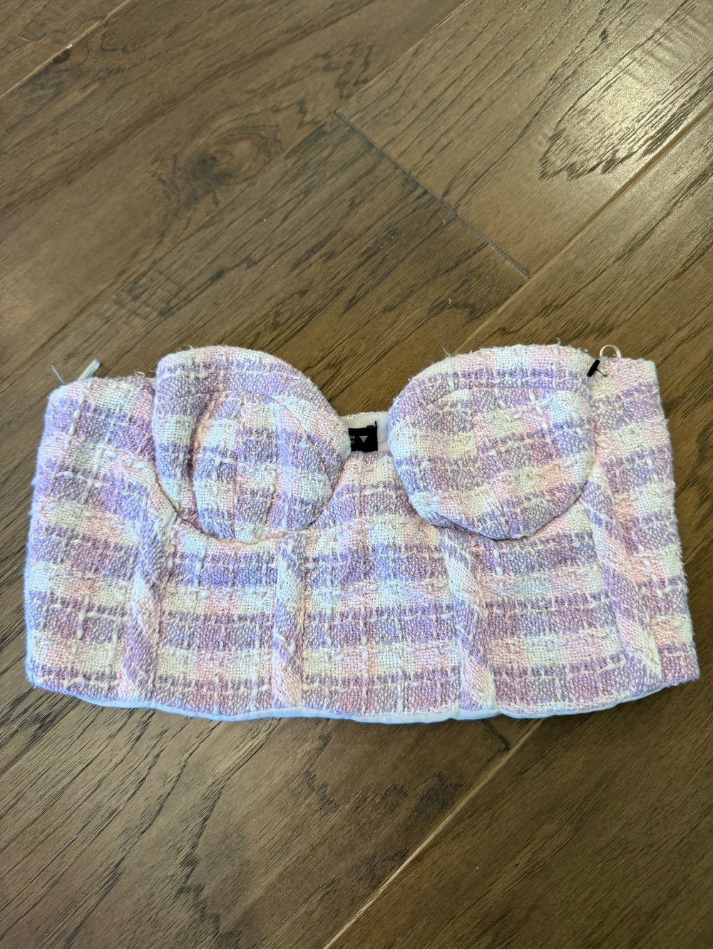 Zara Lavender Multicolor Tweed Strapless Bustier